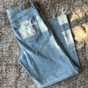 Light Blue Distressed American eagle jeans wide leg